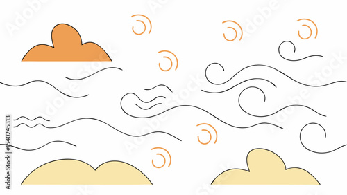 Abstract Windy Landscape Illustration
