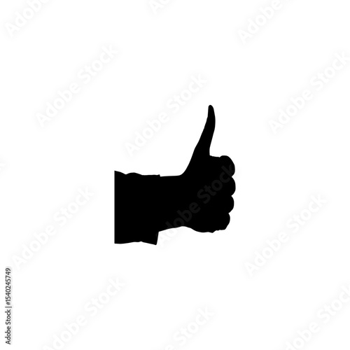 Minimalist Black Thumbs Up Silhouette on White Background