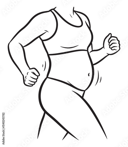 Line art of a woman jogging with a focus on body positivity