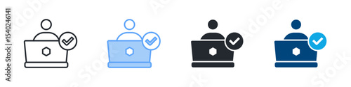 Tester Icon Set Multiple Style. Design In Outline, Blue, Glyph, Dual Tone
