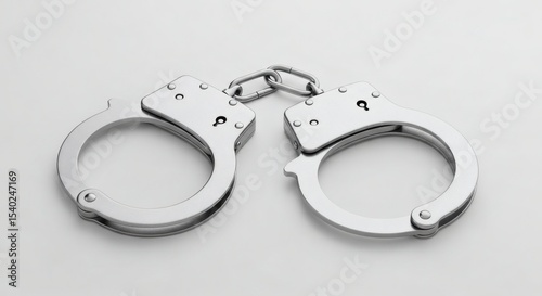 Cold Steel Justice Handcuffs on White with Enforcing the Law.