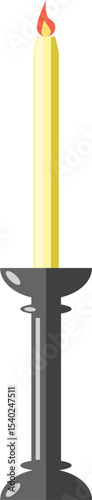 Classic long dinner long candle with flame illustration vector graphic