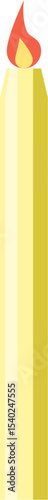 Long small candle with flame illustration vector graphic