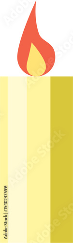Long thick candle with flame illustration vector graphic