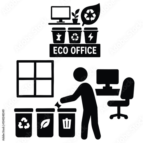 Eco friendly office worker recycling silhouette