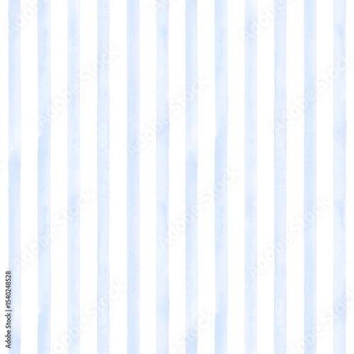 Light blue watercolor vertical stripe seamless pattern on white background
