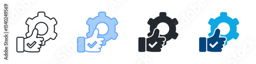 Quality Control Icon Set Multiple Style. Design In Outline, Blue, Glyph, Dual Tone