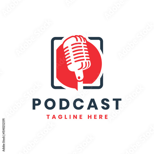 podcast creative unique logo design modern concept flat design for social media template use