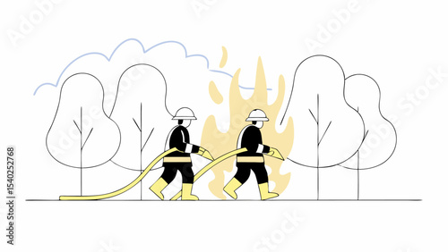 Firefighters Fighting a Forest Fire