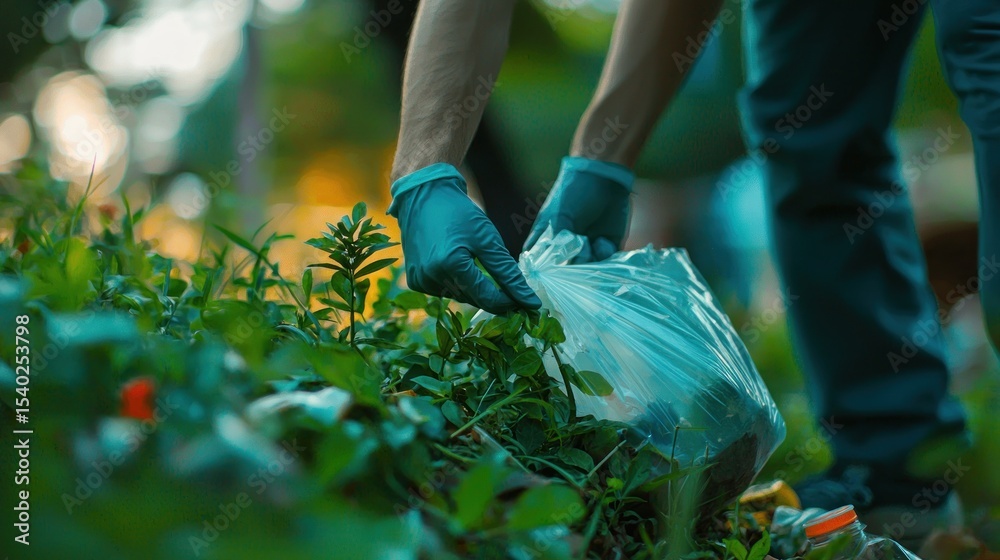 Naklejka premium Trash pickup in park