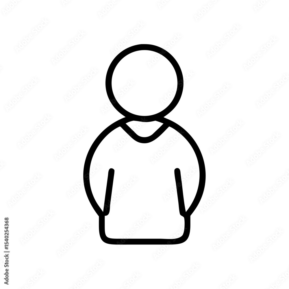 Fototapeta premium Minimalist Single User Profile Icon – Black Line Silhouette of Person on White Background for Account Creation, Login Page, Avatar Placeholder, Identity Symbol, Web and App Interface Design