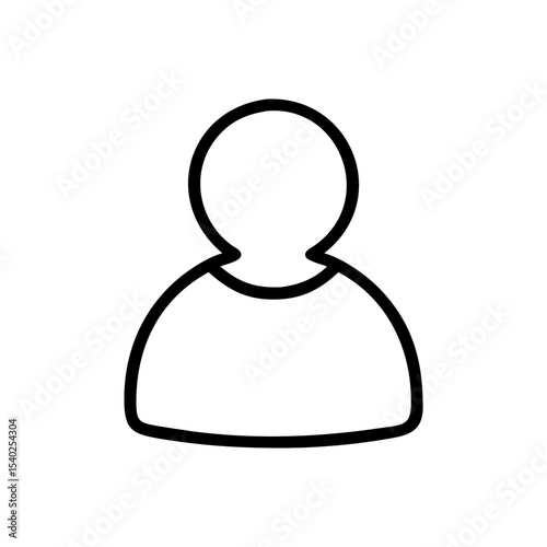 Minimalist Single User Profile Icon – Black Line Silhouette of Person on White Background for Account Creation, Login Page, Avatar Placeholder, Identity Symbol, Web and App Interface Design