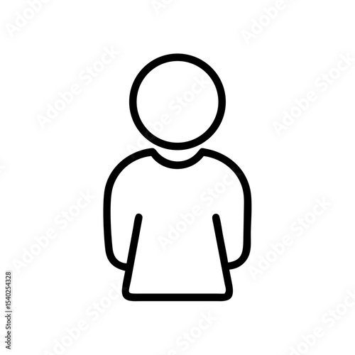 Minimalist Single User Profile Icon – Black Line Silhouette of Person on White Background for Account Creation, Login Page, Avatar Placeholder, Identity Symbol, Web and App Interface Design