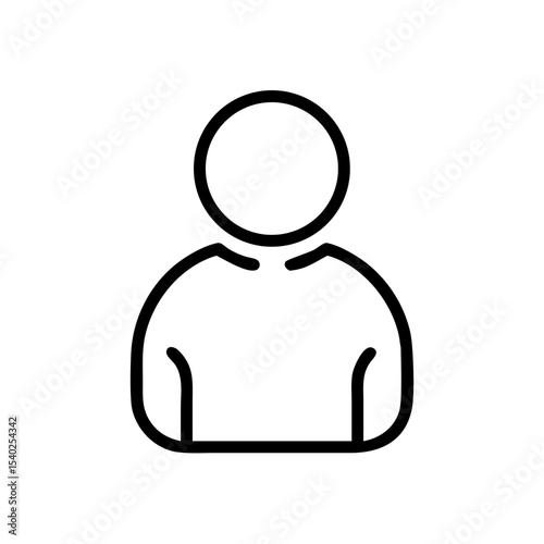 Minimalist Single User Profile Icon – Black Line Silhouette of Person on White Background for Account Creation, Login Page, Avatar Placeholder, Identity Symbol, Web and App Interface Design