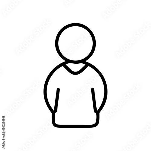 Minimalist Single User Profile Icon – Black Line Silhouette of Person on White Background for Account Creation, Login Page, Avatar Placeholder, Identity Symbol, Web and App Interface Design