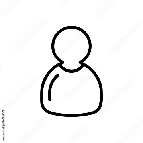 Minimalist Single User Profile Icon – Black Line Silhouette of Person on White Background for Account Creation, Login Page, Avatar Placeholder, Identity Symbol, Web and App Interface Design