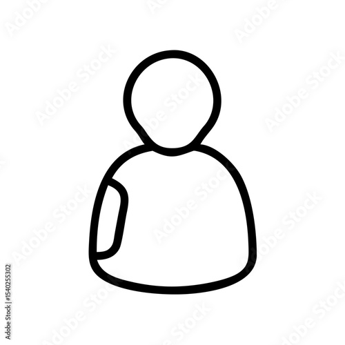 Minimalist Single User Profile Icon – Black Line Silhouette of Person on White Background for Account Creation, Login Page, Avatar Placeholder, Identity Symbol, Web and App Interface Design