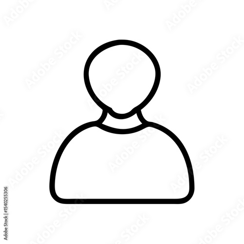 Minimalist Single User Profile Icon – Black Line Silhouette of Person on White Background for Account Creation, Login Page, Avatar Placeholder, Identity Symbol, Web and App Interface Design