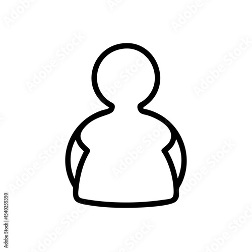 Minimalist Single User Profile Icon – Black Line Silhouette of Person on White Background for Account Creation, Login Page, Avatar Placeholder, Identity Symbol, Web and App Interface Design