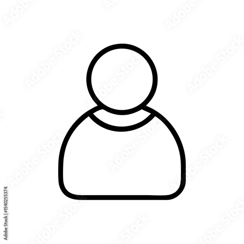 Minimalist Single User Profile Icon – Black Line Silhouette of Person on White Background for Account Creation, Login Page, Avatar Placeholder, Identity Symbol, Web and App Interface Design