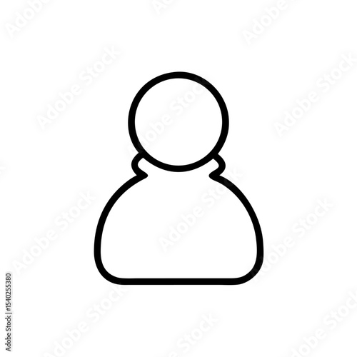 Minimalist Single User Profile Icon – Black Line Silhouette of Person on White Background for Account Creation, Login Page, Avatar Placeholder, Identity Symbol, Web and App Interface Design