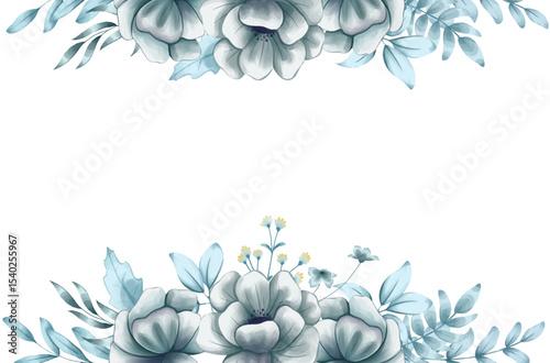 Watercolor Blue Floral Arrangement Background