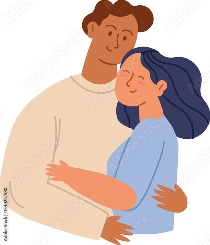 Loving Embrace: Two individuals share a tender embrace, their closeness and warmth radiating in this digitally created illustration of love and connection.