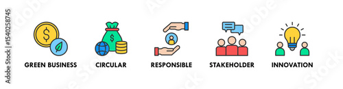 Impact Economy banner web icon vector illustration concept with icon of green business, responsible, stakeholder, and innovation