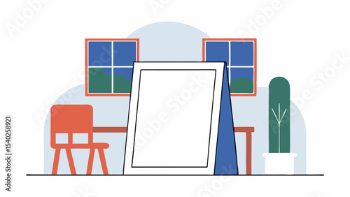 Blank Frame in Modern Home Office