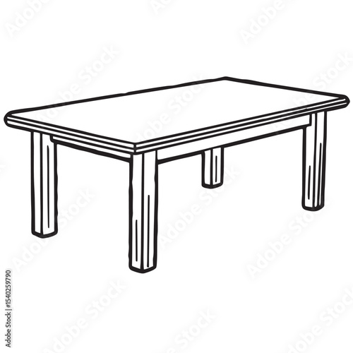 Line Art Illustration of a Wooden Table