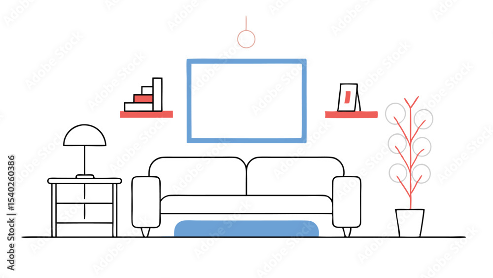 Fototapeta premium Minimalist Living Room Interior Design