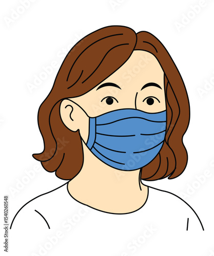 Woman with Brown Hair Wearing Medical Mask