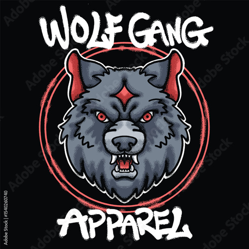 wolf face for streetwear illustration