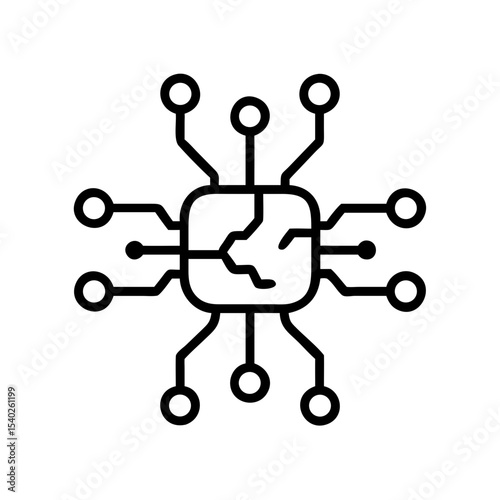 AI microchip on transparent background for web and graphic design