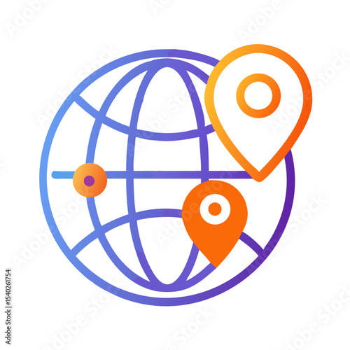 Global location tracking on transparent background for web and graphic design