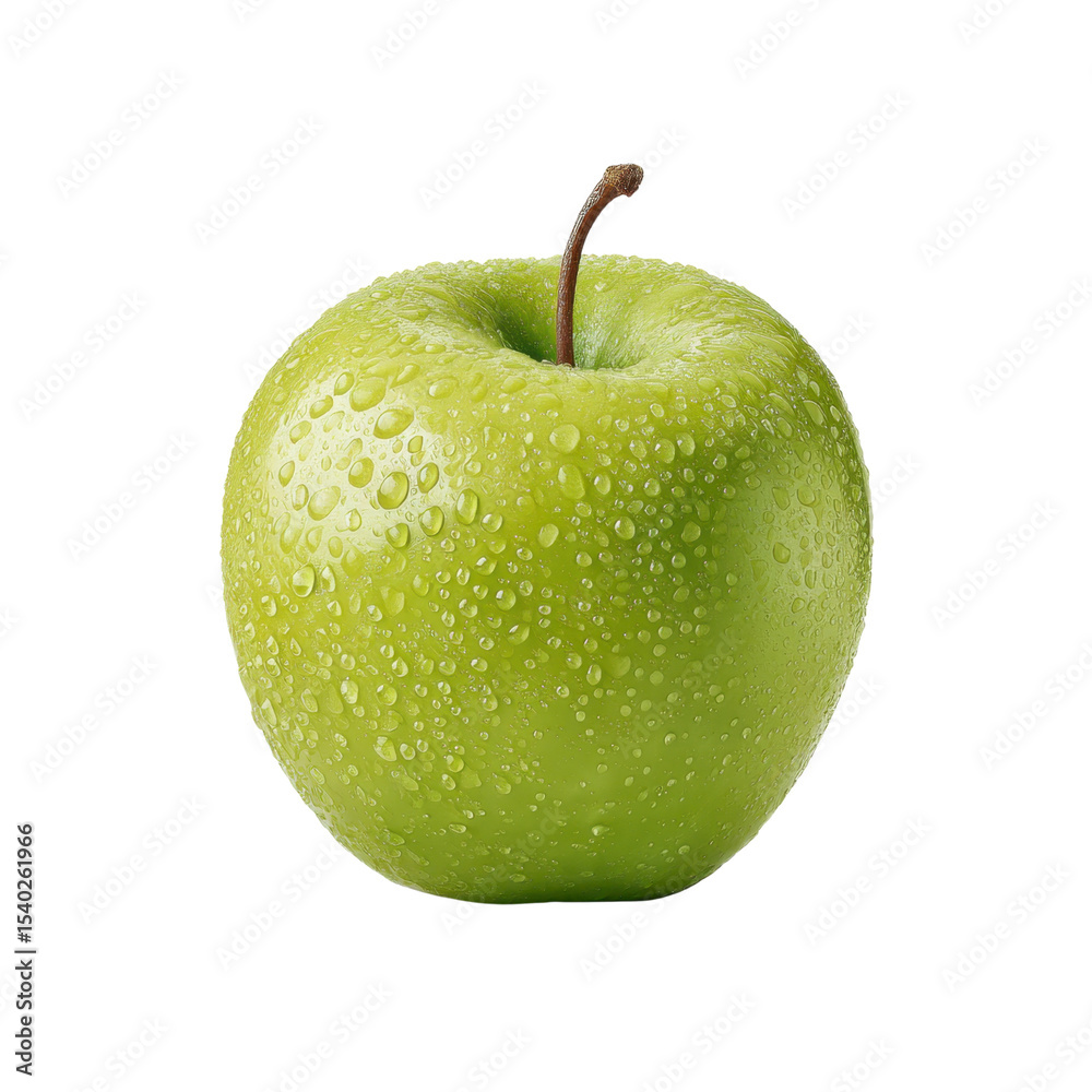 Fresh Green Apple with Water Droplets on a White Background for Healthy Food and Nutrition Concepts Transparent background or png Fresh Green Apple with Water Droplets on a White Background for Healthy Food and Nutrition Concepts Transparent background or png