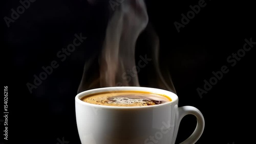 Pouring Hot Drink Into Cup with Steam on Dark Background Slow Motion