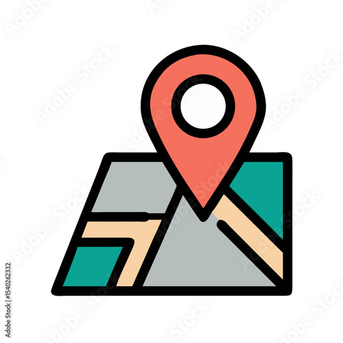 Map pin location on transparent background for web and graphic design