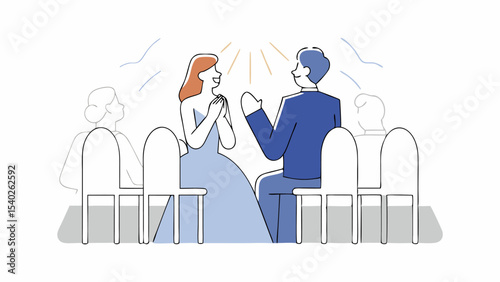 Happy Couple Applauding at a Ceremony
