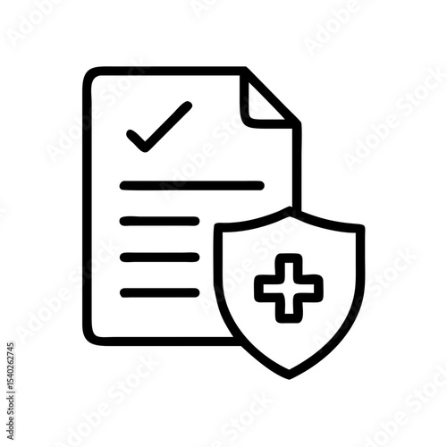 Medical report with shield on transparent background for web and graphic design