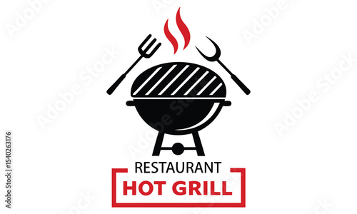 Restaurant hot grill icon isolated on white background