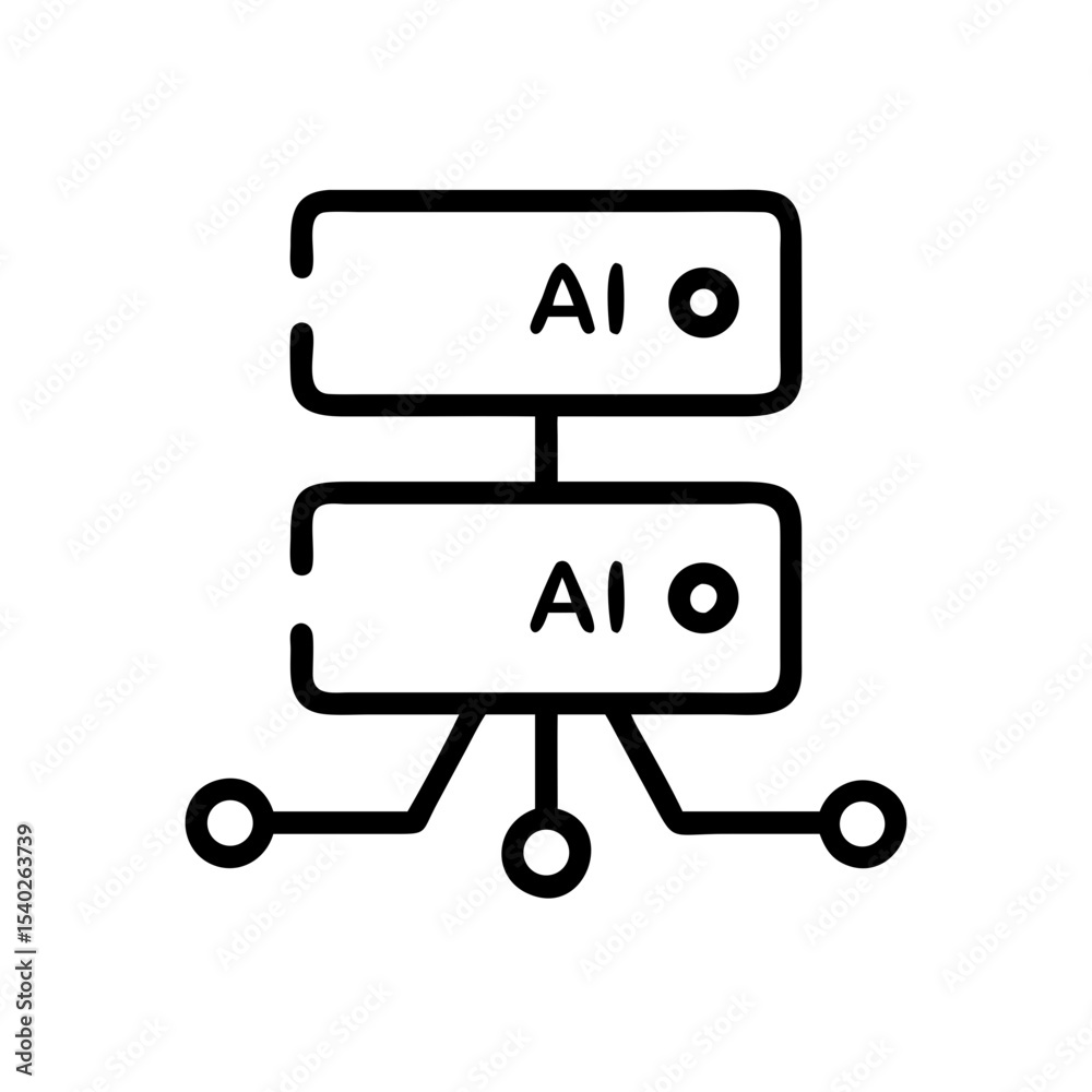 Server with AI symbol on transparent background for web and graphic design Server with AI symbol on transparent background for web and graphic design