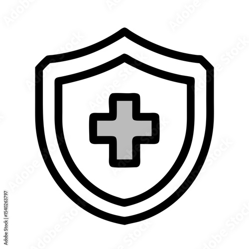 Shield with medical cross on transparent background for web and graphic design
