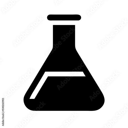 Silhouette erlenmeyer flask on transparent background for web and graphic design