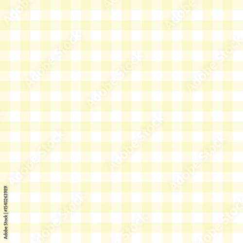 Pale yellow gingham seamless pattern with pastel yellow and white checkered squares
