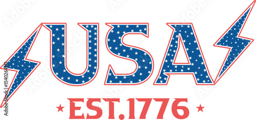 Patriotic USA Design Bold Stars and Stripes Graphic with 1776