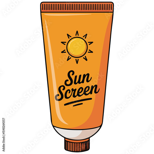 Sun screen orange package vector isolated white background