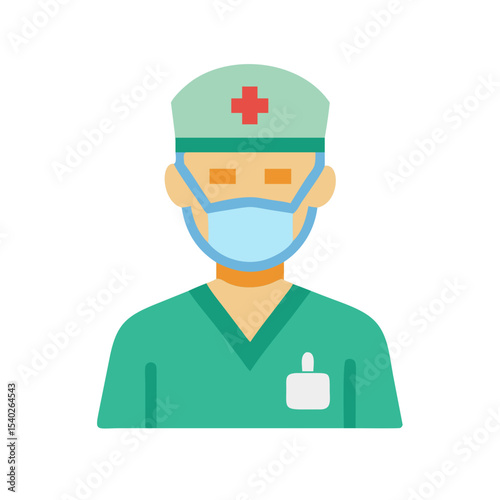 Surgeon with cross badge on transparent background for web and graphic design