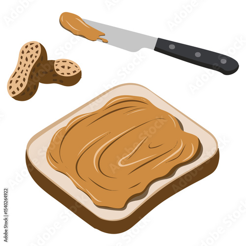 Peanut butter sandwich slice vector isolated white background