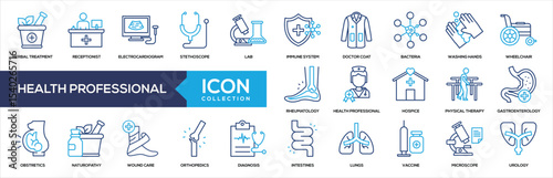 Health Professional Line Color Icon Collection
